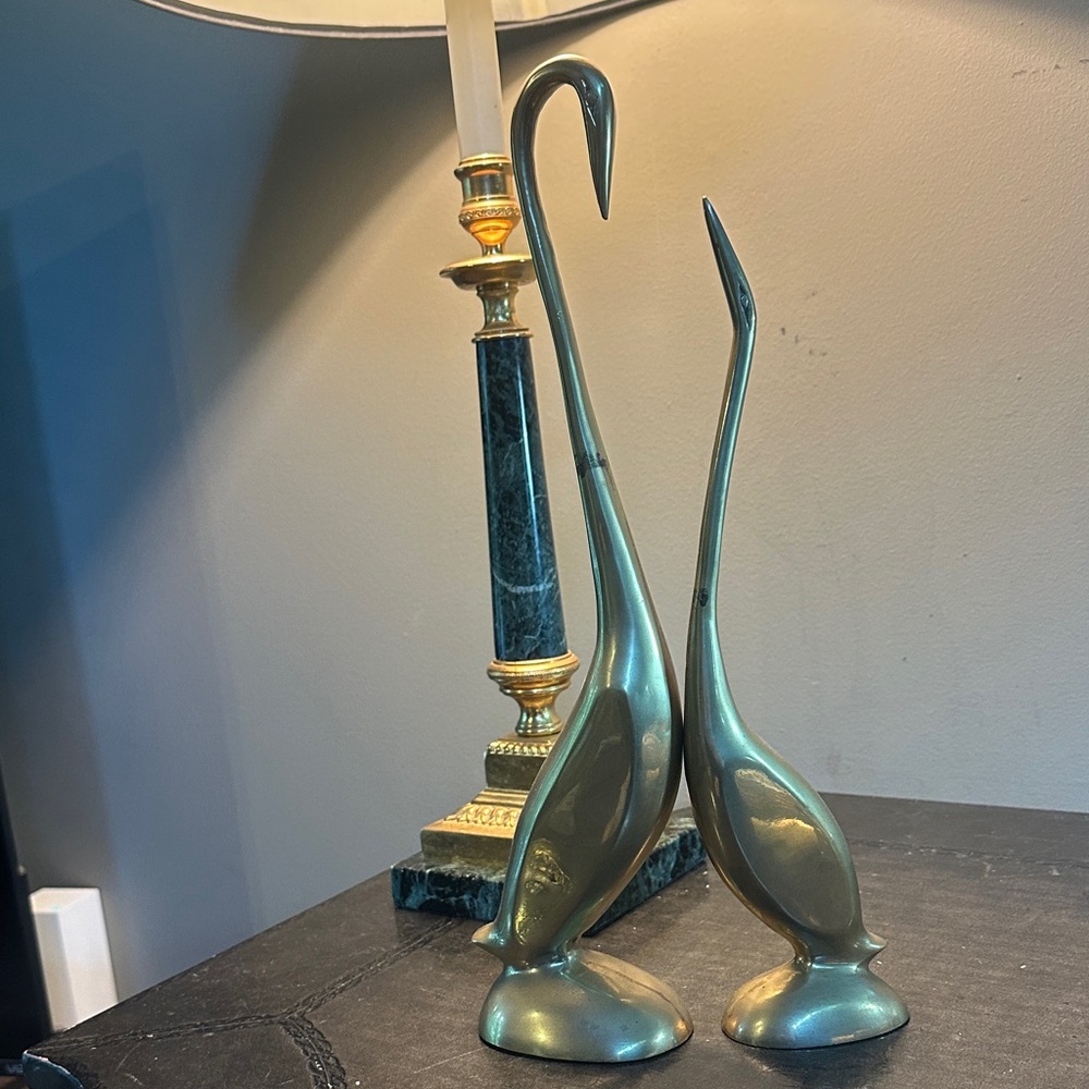 Mid-Century Modern solid Brass Crane Pair